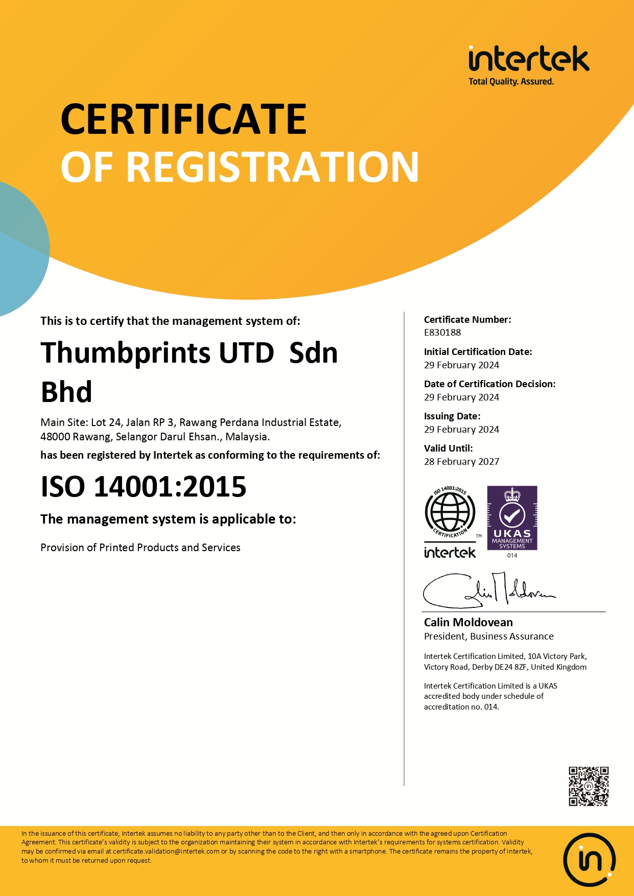 ISO 14001:2015 (29.02.2024-28.02.2027)